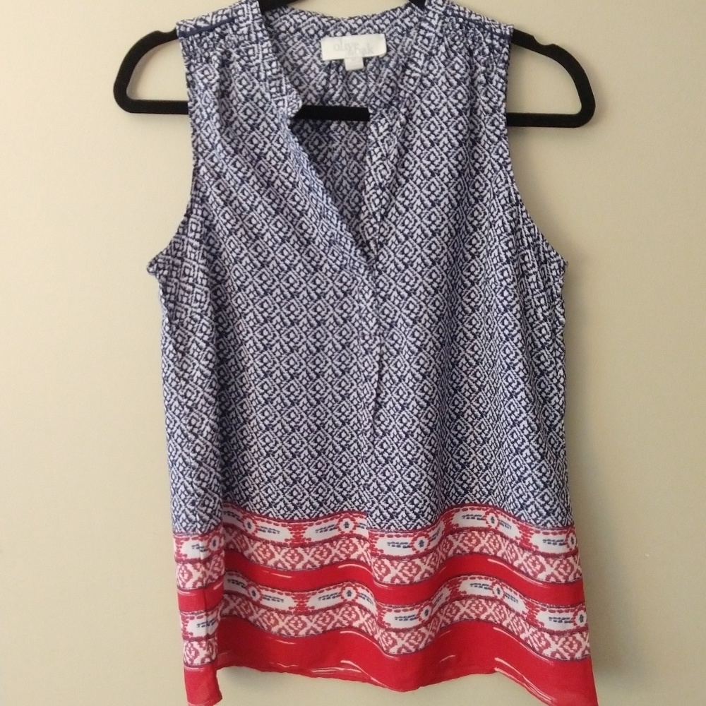 Olive & Oak Blue and Red Patterned Tank Top